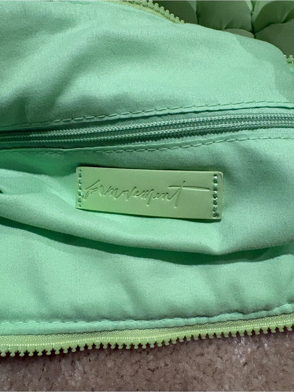 FP Movement by Free People. Quilted Carry All. Puffer Shoulder Bag. Pale Neon. - Picture 4 of 4